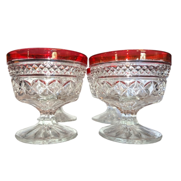 Wexford | Dining | Vintage Clear With Ruby Rim Anchor Hocking Wexford ...